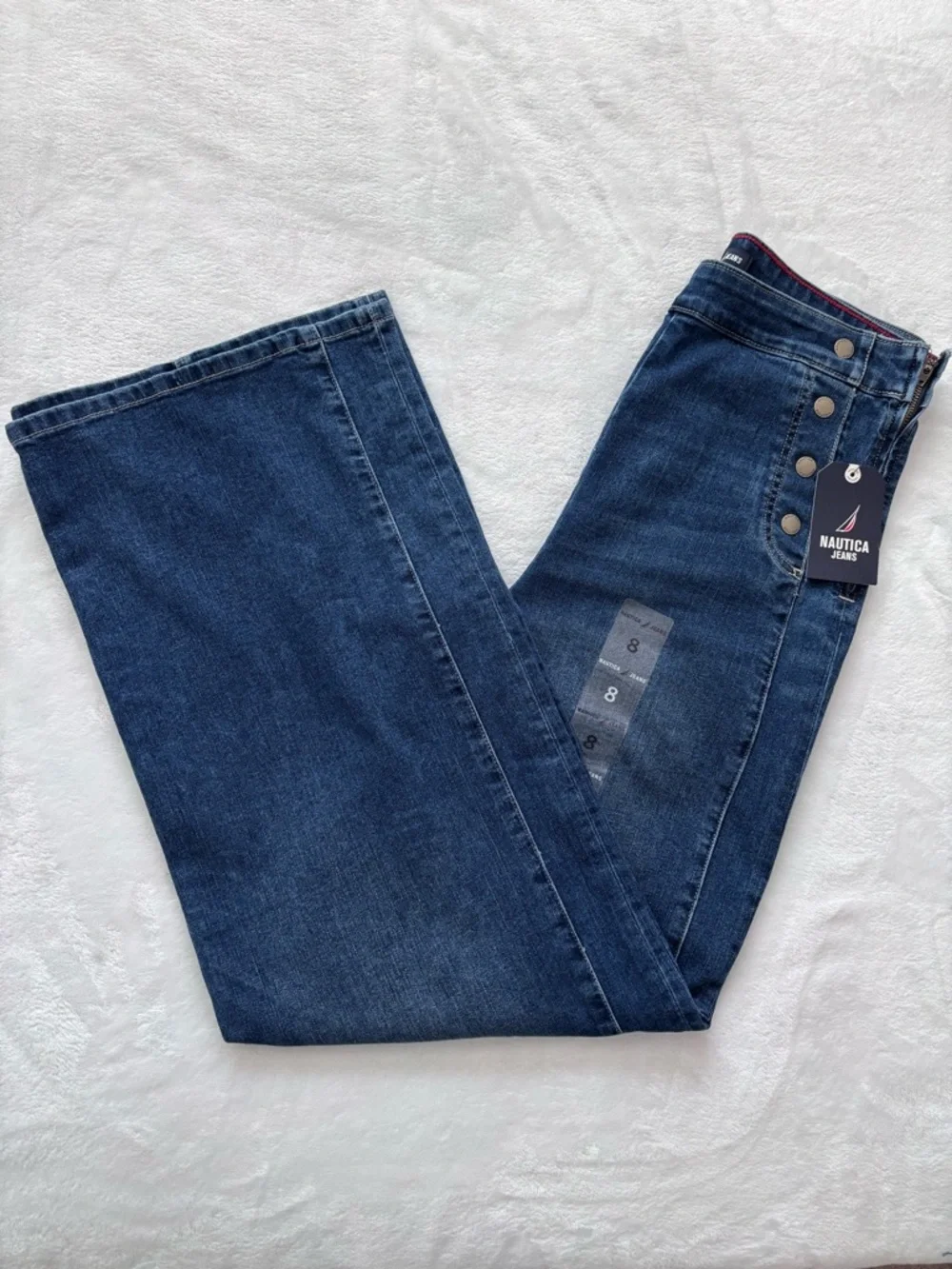 NAUTICA JEANS Wide Leg High Waist Side-Zip Sailor Jean--NWT--8 - Picture 13 of 16
